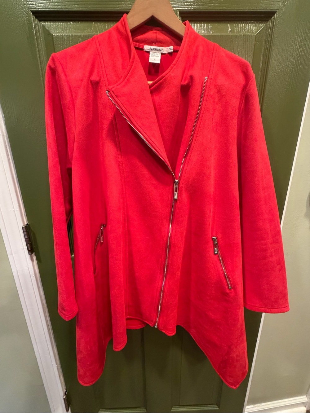 Charter Club Women's Red Asymmetric Zip Jacket